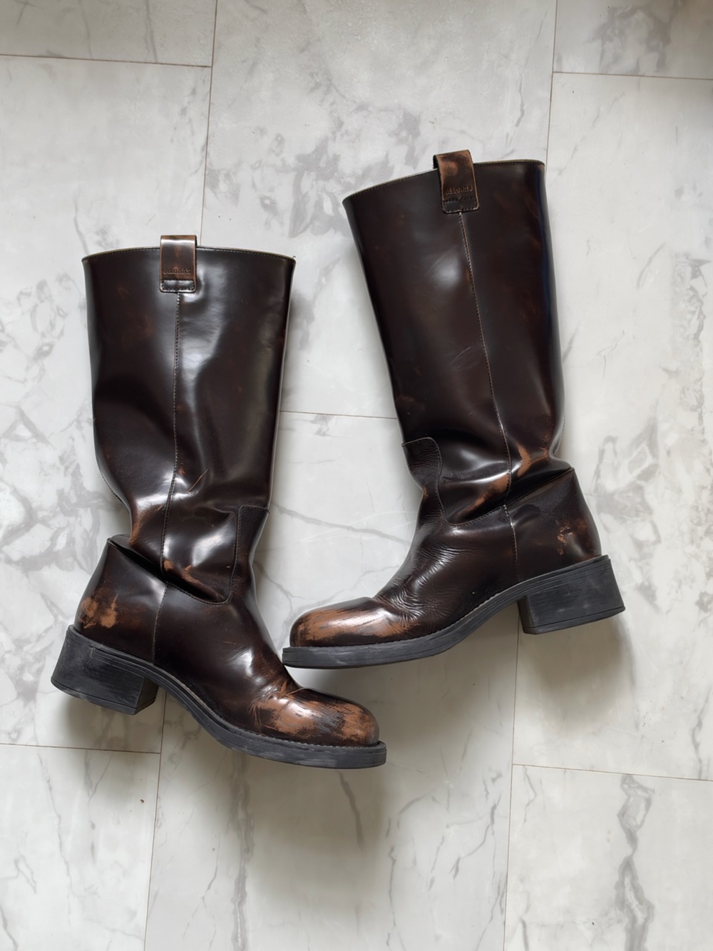 Alohas Tall Leather Riding Boots in Dark Brown